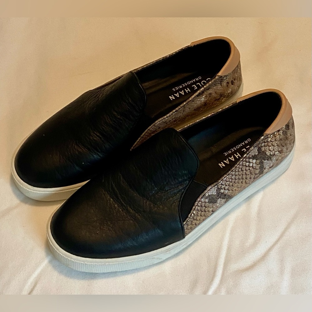 Cole Haan Grand Series Black with Snakeskin accents Slip on Sneaker